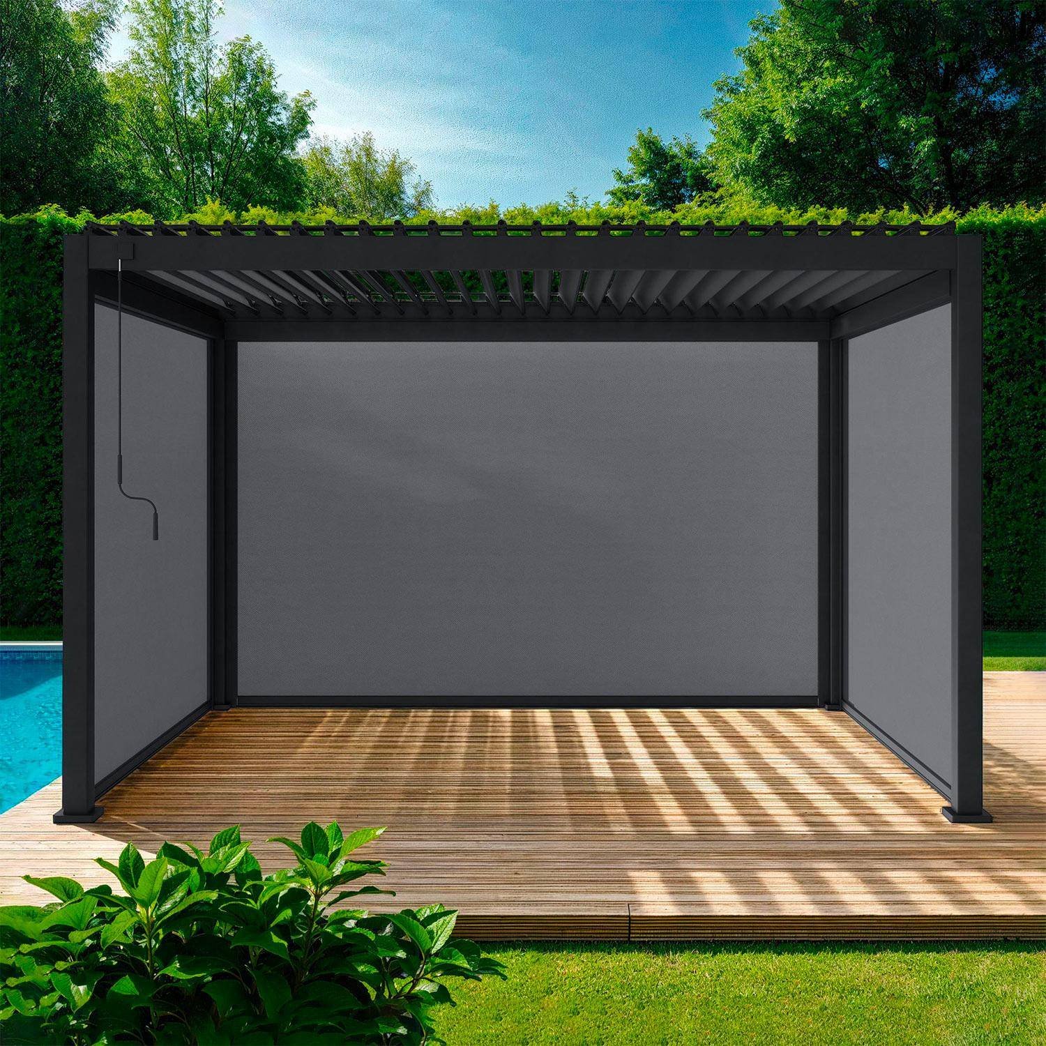 Sliding glass roof pergola